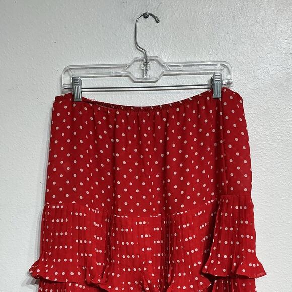 Red Polka Dot Vintage Midi Skirt Sz 16 - Picture 5 of 9